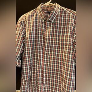 J-Crew Men's Blue and Orange Checkered Shirt